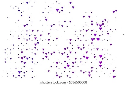 Light Purple vector lovely background with hearts. Valentines greeting card with cute hearts. Abstract pattern for your design, website, ad.