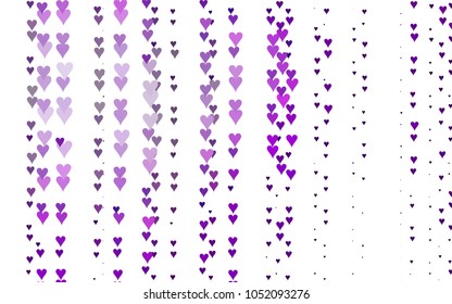 Light Purple vector lovely background with hearts. Valentines greeting card with cute hearts. Abstract pattern for your design, website, ad.