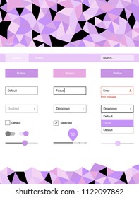 Light Purple vector Material Design Kit with lines. Modern Style guide in polygonal style with triangles. Modern template for your landing page.