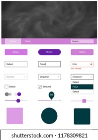 Light Purple vector Material Design Kit with stars. Beautiful ui ux kit with colorful sky in its header. This template you can use for websites.