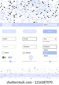 Light Purple vector Material Design Kit with dots. Modern Style guide with colorful gradient circles in its header. This sample is for your landing page.