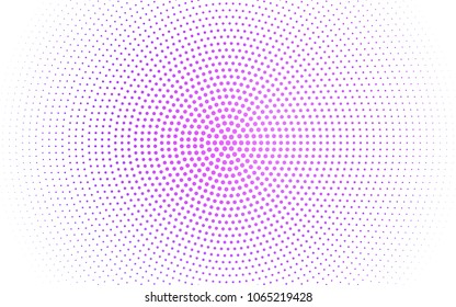 Light Purple vector modern geometrical circle abstract background. Dotted texture template. Geometric pattern in halftone style with gradient. 