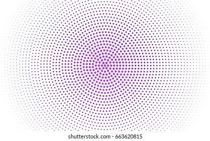 Light Purple vector modern geometrical circle abstract background. Dotted texture template. Geometric pattern in halftone style with gradient. 