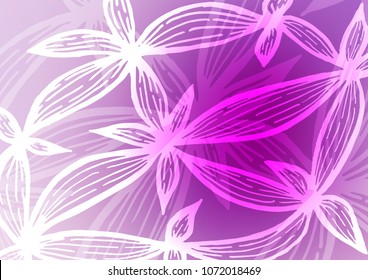 Light Purple vector natural abstract background. Brand-new colored illustration in blurry style with doodles. Hand painted design for web, leaflet, textile.