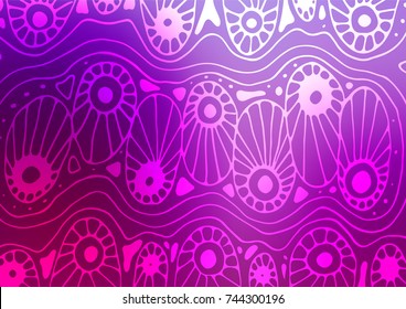 Light Purple vector natural abstract background. Shining colored illustration with doodles in Zen tangle style. Brand-new style for your business design.