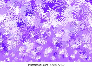 Light Purple vector natural artwork with branches. Doodle illustration of leaves and branches in Origami style. The best design for your business.