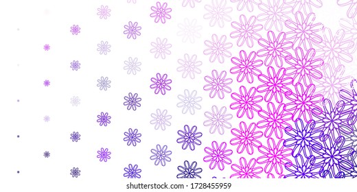 Light Purple vector natural backdrop with flowers. Modern design with gradient Flowers on abstract background. Pattern for women day promotion.