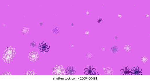 Light Purple vector natural backdrop with flowers. Gradient colorful abstract flowers on simple background. Brand new business design.