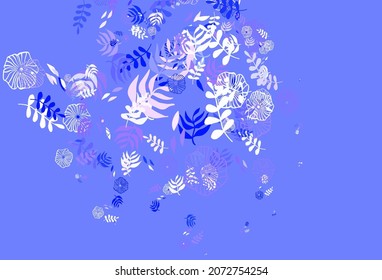 El fondo natural del vector púrpura claro con hojas. Una vaga ilustración abstracta con hojas al estilo de los garabatos. Nueva plantilla para tu libro de marcas.