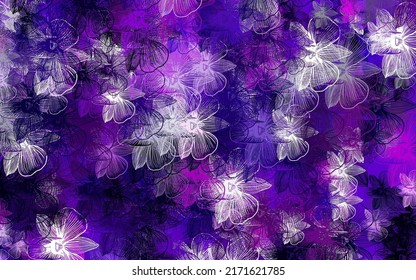 Light Purple vector natural backdrop with flowers. Flowers with gradient on white background. New template for your brand book.