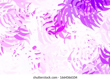 Light Purple vector natural background with leaves. Sketchy doodles with leaves on blurred background. Hand painted design for web, wrapping.
