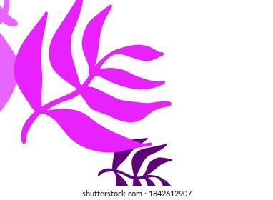 El fondo natural del vector púrpura claro con hojas. Doodles esquemáticos con hojas sobre fondo borroso. Patrón texturizado para sitios web, banners.