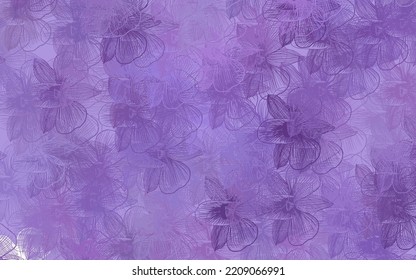Hellvioletter, Vektorhintergrund mit Blumen. Farbige Illustration mit Blumen. Neues Design für Ihr Unternehmen.