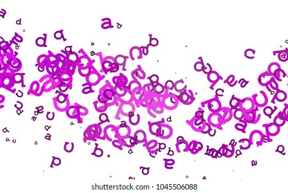 Light Purple vector pattern with ABC symbols. Colored alphabet signs with gradient on white background. The pattern can be used for school, grammar websites.