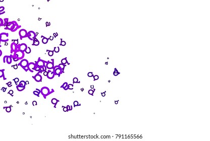 Light Purple vector pattern with ABC symbols. Abstract illustration with colored latin alphabet. Best design for your ad, poster, banner of college.