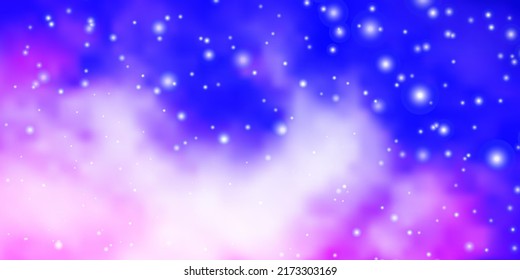 Light Purple vector pattern with abstract stars. Shining colorful illustration with small and big stars. Theme for cell phones.