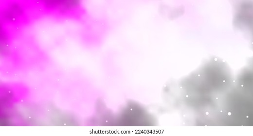 Light Purple vector pattern with abstract stars. Shining colorful illustration with small and big stars. Best design for your ad, poster, banner.