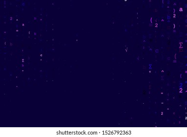 Light Purple vector pattern with arithmetic signs. Shining colorful illustration with isolated Digit signs. Pattern for ads, poster, banner of books.