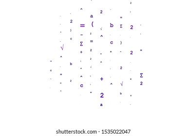 Light Purple vector pattern with arithmetic signs. Colored mathematic signs with gradient on white background. Template for cell phone backgrounds.