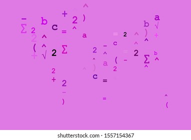Light Purple vector pattern with arithmetic signs. Illustration with Numeral symbols on abstract template. Pattern for school, grammar websites.