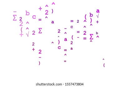 Light Purple vector pattern with arithmetic signs. Illustration with Numeral symbols on abstract template. Pattern for school, grammar websites.