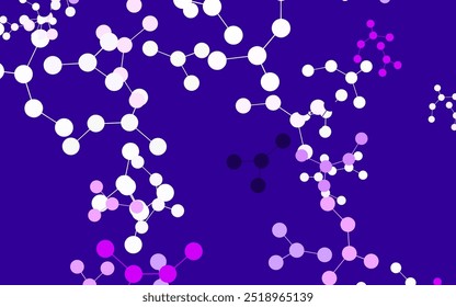 Padrão de vetor roxo claro com rede de inteligência artificial. Estrutura de IA colorida com linhas de gradiente e pontos. Design para representação de inovações cibernéticas.