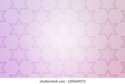 Light Purple vector pattern with christmas stars. Stars on blurred abstract background with gradient. Template for sell phone backgrounds.