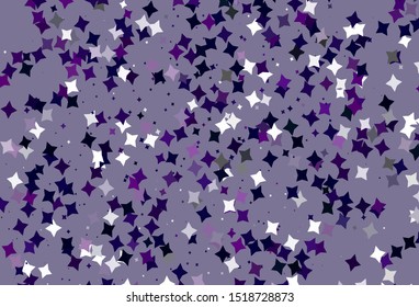 Light Purple vector pattern with christmas stars. Glitter abstract illustration with colored stars. Pattern for astronomy websites.
