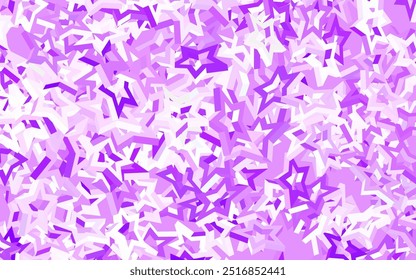 Padrão de vetor roxo claro com estrelas de Natal. Ilustração colorida brilhante com estrelas. Padrão para sites de astronomia.