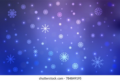 Light Purple vector pattern with christmas snowflakes. Decorative shining illustration with snow on abstract template. The pattern can be used for year new  websites.