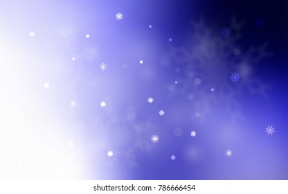 Light Purple vector pattern with christmas snowflakes. Decorative shining illustration with snow on abstract template. New year design for your ad, poster, banner.