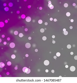 Light Purple vector pattern with circles, stars. Abstract illustration with colorful shapes of circles, stars. Pattern for booklets, leaflets.