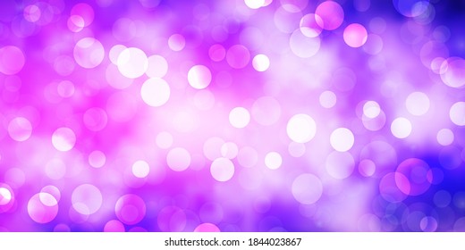 Light Purple vector pattern with circles. Abstract decorative design in gradient style with bubbles. New template for your brand book.