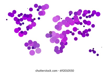 Light Purple vector pattern with colored spheres. Geometric sample of repeating circles on white background in halftone style.