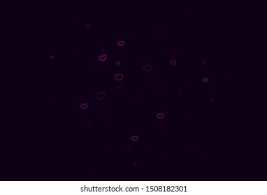 Light Purple vector pattern with colorful hearts. Decorative shining illustration with hearts on abstract template. Template for Valentine's greeting postcards.