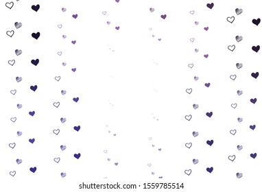 Light Purple vector pattern with colorful hearts. Decorative shining illustration with hearts on abstract template. Pattern for valentine's ad, booklets.