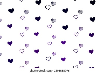 Light Purple vector pattern with colorful hearts. Glitter abstract illustration with colorful hearts in romantic style. Design for your business advert of anniversary.