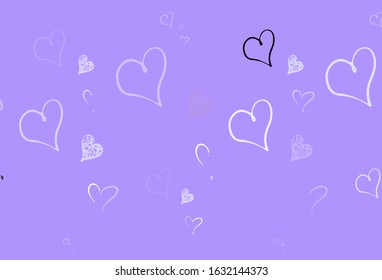 Light Purple vector pattern with colorful hearts. Smart illustration with gradient hearts in valentine style. Template for Valentine's greeting postcards.