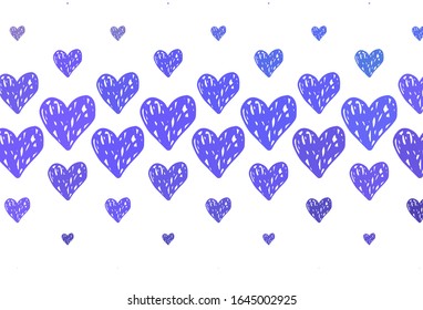 Light Purple vector pattern with colorful hearts. Decorative design with hearts in simple style . Design for celebrating of Valentine Day.