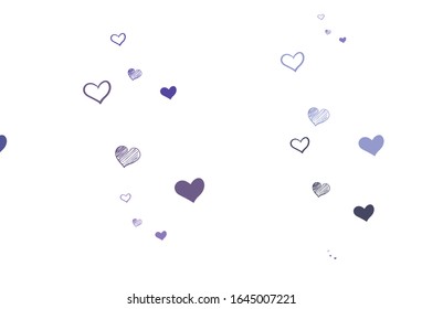 Light Purple vector pattern with colorful hearts. Beautiful abstract hearts on colorful gradient background. Design for celebrating of Valentine Day.