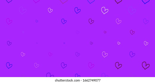 Light Purple vector pattern with colorful hearts. Illustration with hearts in love concept for valentine's day. Design for ad, poster, banner of Valentine Day.