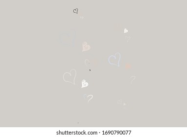Light Purple vector pattern with colorful hearts. Beautiful abstract hearts on colorful gradient background. Design for a business advert of anniversary.