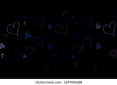 Light Purple vector pattern with colorful hearts. Beautiful celebration style hearts on abstract illustration. Pattern for marriage gifts, congratulations.