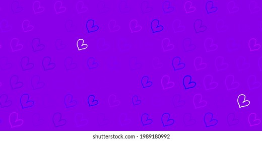 Light Purple vector pattern with colorful hearts. Colorful illustration with gradient feminism shapes. Design for International Women Day.