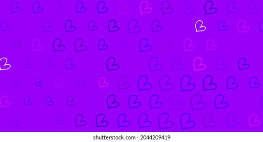 Light Purple vector pattern with colorful hearts. Simple design in abstract style with women rights activism. Elegant design for wallpapers.