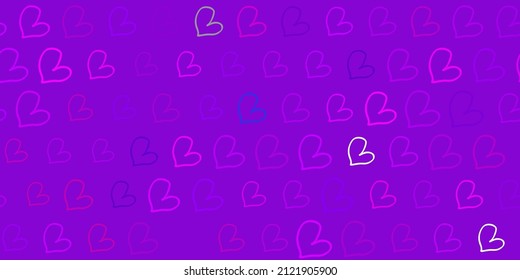 Light Purple vector pattern with colorful hearts. Simple design in abstract style with women rights activism. Simple design for your web site.