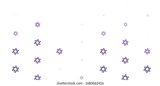 Light Purple vector pattern with coronavirus elements. Smart illustration with covid signs in decorative style. Wallpaper for health protection.