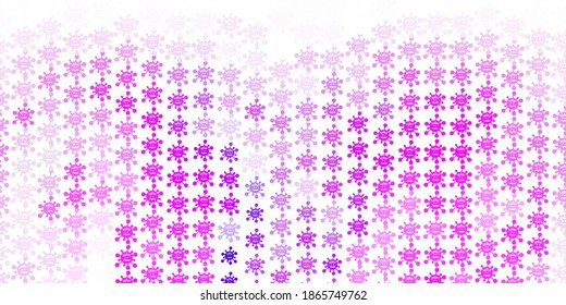 Light Purple vector pattern with coronavirus elements. Colorful  gradient illness symbols in simple abstract style. Simple design against epidemic information.