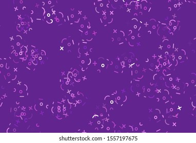 Light Purple vector pattern with Digit symbols. Shining colorful illustration with isolated Digit signs. Pattern for ad, booklets, leaflets of education.