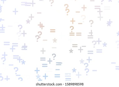 Light Purple vector pattern with Digit symbols. Illustration with Numeral symbols on abstract template. Pattern for ad, booklets, leaflets of education.